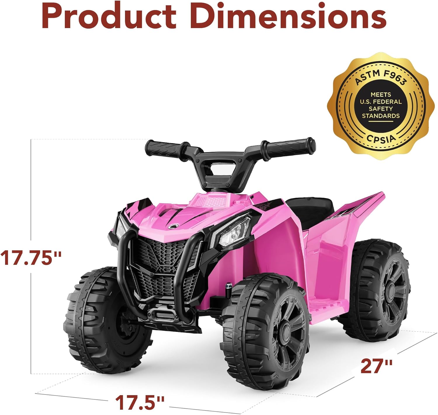 Best Choice Products 6V Kids Ride On Toy, 4-Wheeler Quad ATV Play Car w/ 1.8MPH Max Speed, Treaded Tires, Rubber Handles, Push-Button Accelerator - Pink - Image 7
