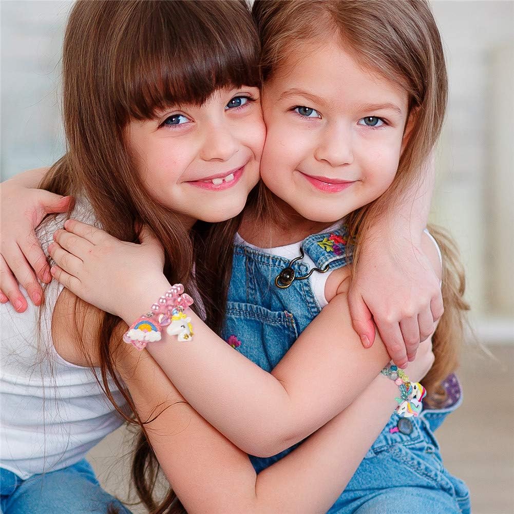 Set of 6 Unicorn Rainbow Bracelets, Little Girl Animal Bracelets, Teens Kids Unicorn Pendant Beaded Bracelet Girl Party Favor Pretend Play Bracelet - Image 5