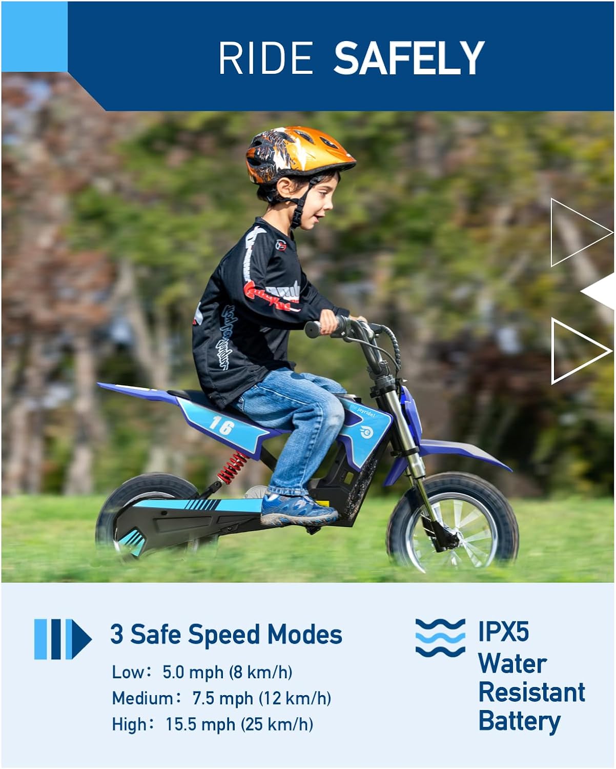 Hiboy DK1 36V Electric Dirt Bike,300W Electric Motorcycle - Up to 15.5MPH & 13.7 Miles Long-Range,3-Speed Modes Motorcycle for Kids Ages 3-10 - Image 5