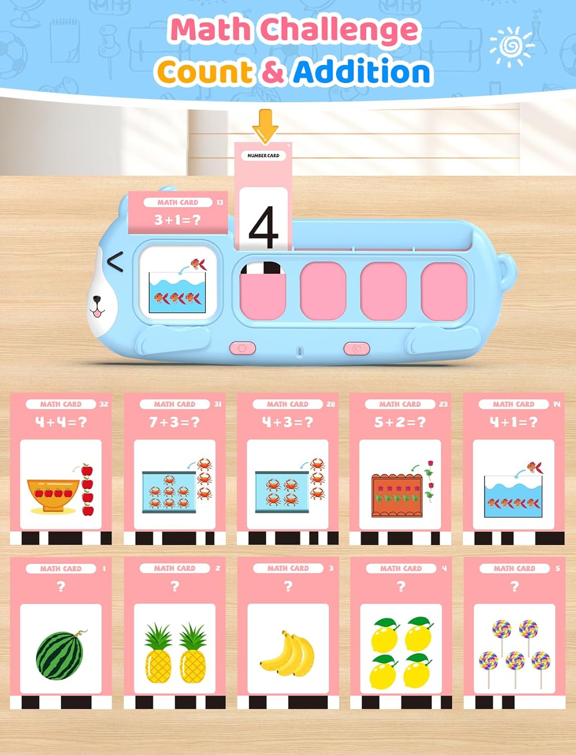 QuTZ Phonics Learning Toy for Preschool Kids – Talking Flash Cards with Sound Machine, Word Blending & Math Games – Educational Reading & Counting Activity Set 4-8 - Image 5