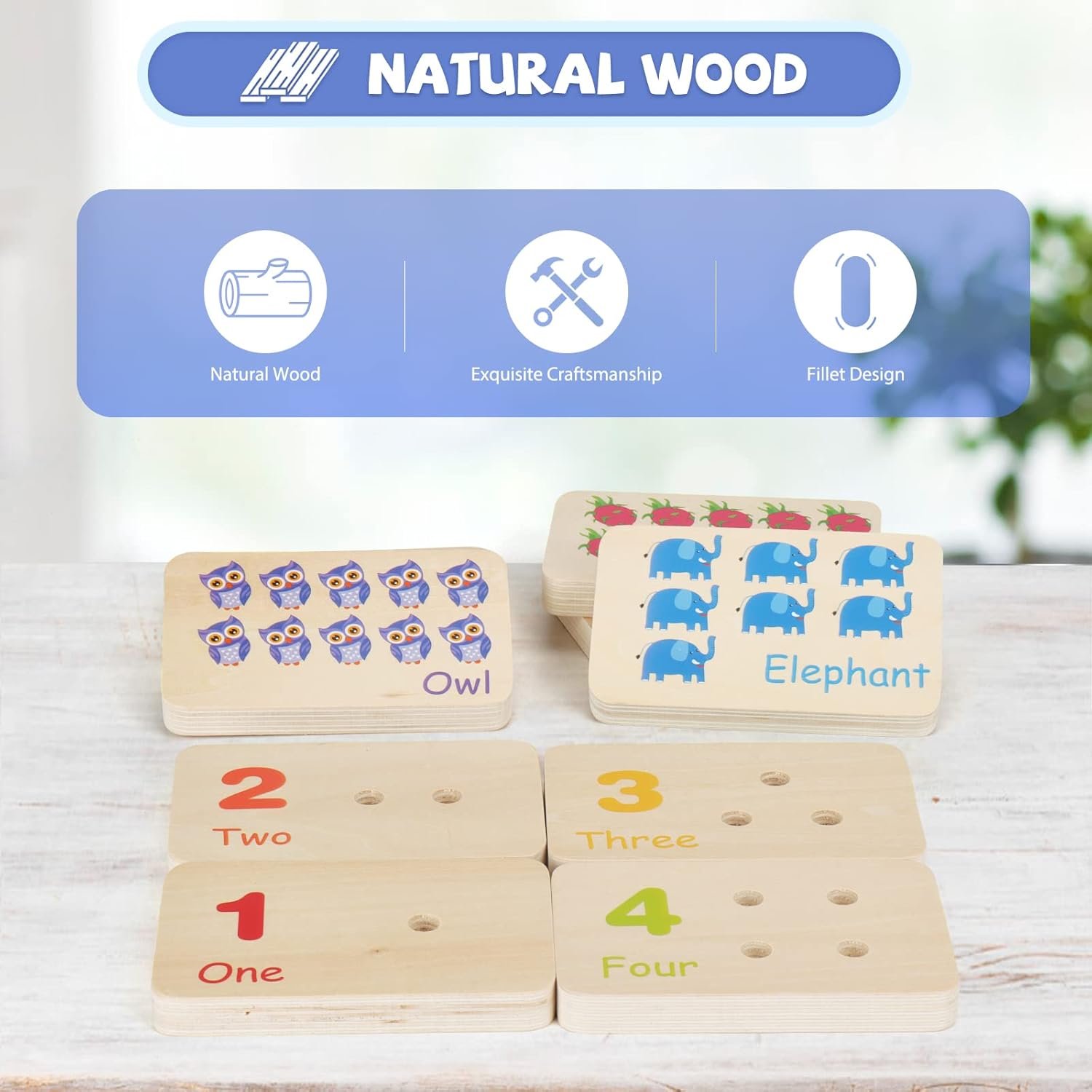 Wooden Montessori Number Blocks for Toddlers, Counting Peg Board for Kids Age 3 4 5,Preschool Learning Toys,Ideal for Kids 3 4 5 Years Old - Image 3