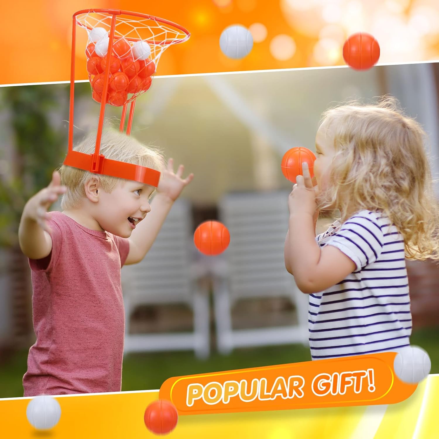 Head Hoop Basketball Party Game Set for Kid Adult Carnival Game Portable Adjustable Basket Net Headband with Balls for Birthday Carnival Office Indoor Outdoor Activity Fun Gift Back to School - Image 7