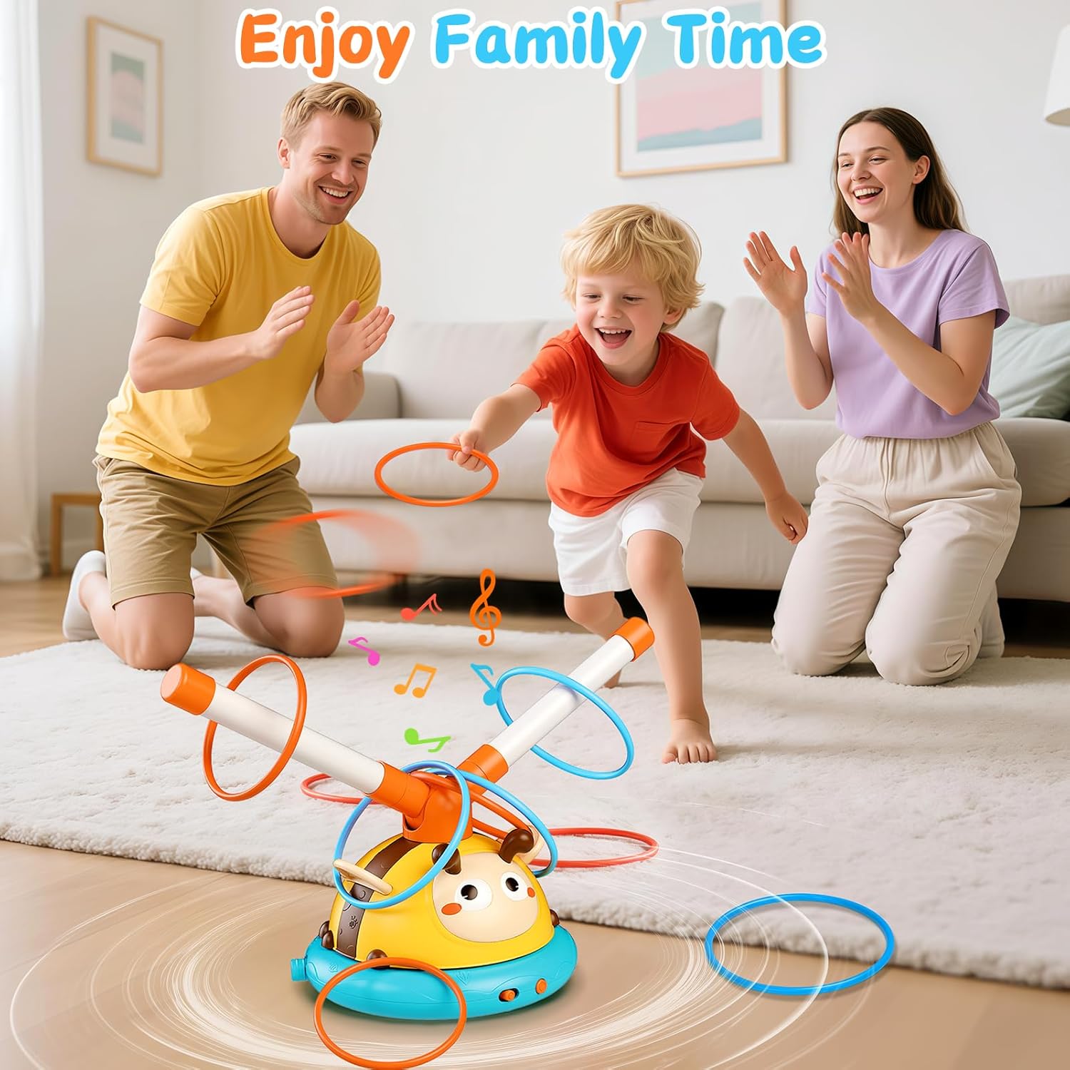 Outdoor Toys for Kids 4-8, 4-in-1 Musical Jump Toy, Toss Ring & Baseball Game, Indside Outside Active Play Sports Toy for Toddlers Ages 3-5, for Boys Girls 3 4 5 6 7 8 - Image 6