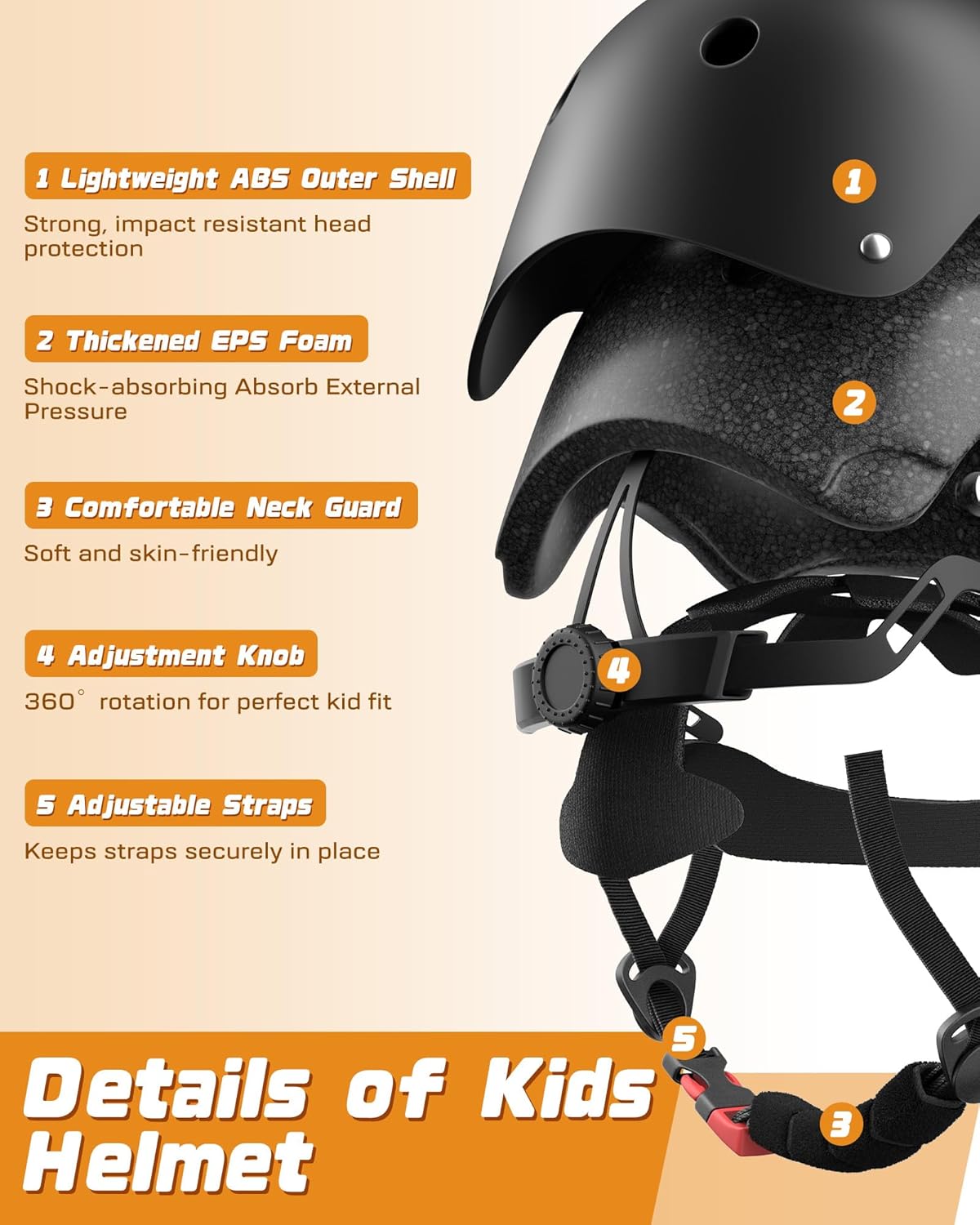 Kids Bike Helmet Set, Adjustable Helmet for Ages 2-3-5-8-14 Year Boys Girls, Toddler Pad Set with Knee and Elbow Pads for Bike, Roller, Skating, Scooter, Longboard and More Sports, 6 Color - Image 2