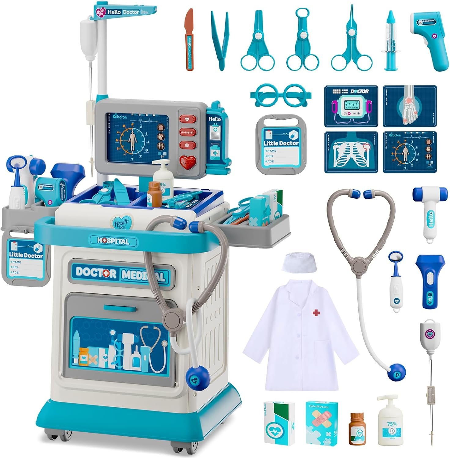 AuroTops Doctor Kit for Toddlers 3-5, 26 Pcs Doctor Play Set for Kids Ages 3-8,Role Play Toy Medical Cart Doctor Toys Educational Toys for Boys & Girls Birthday Gifts