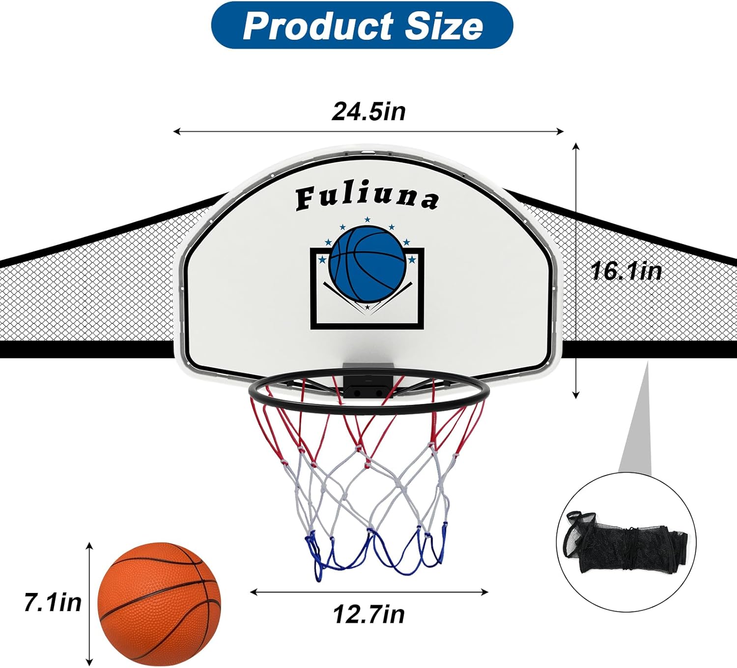 Trampoline Basketball Hoop with Solar Lights, Basketball Hoop for Trampoline Fits Diameter 25mm - 32mm Straight & Curved Pole,Universal Trampoline Basketball Hoop Attachment with Ball and Pump - Image 8