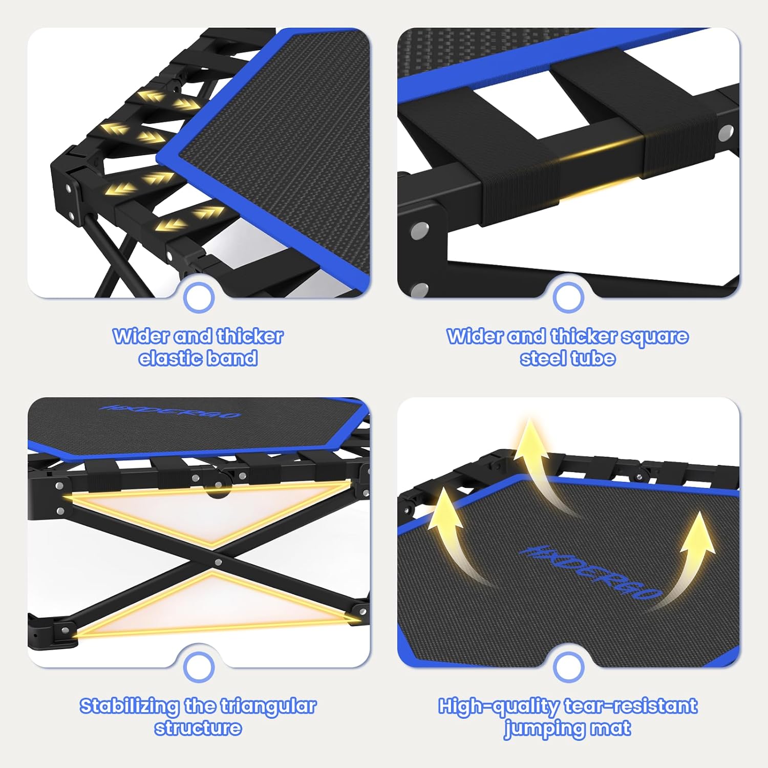 HXD-ERGO 42'' Foldable Mini Trampoline, Rebounder Trampoline with Adjustable Foam Handle, Fitness Trampoline for Indoor, Outdoor, Home Gym,Max Load 460lbs - Image 5