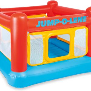 Intex Inflatable Jump-O-Lene Trampoline Bounce House with Crawl-Thru Door & Net – Indoor & Outdoor Backyard Blow-Up Bouncy Playhouse for Kids Ages 3-6