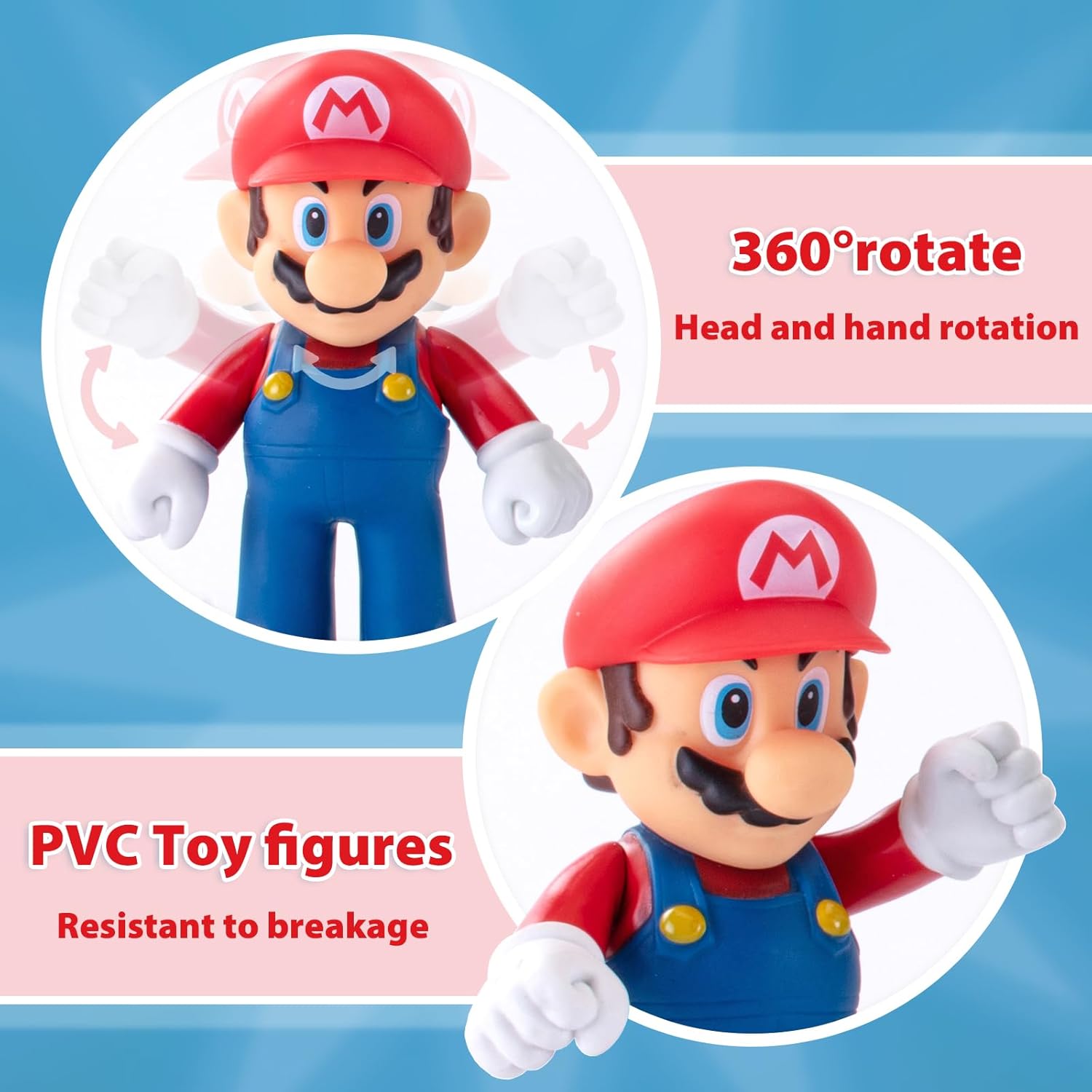 Mario Figures 6 Pack Mario Bros Toys Set Eco-Friendly PVC Mario Action Figures Gift for Kids Ages 3+, Movie Fans, Collector (4-6 Inch) - Image 5