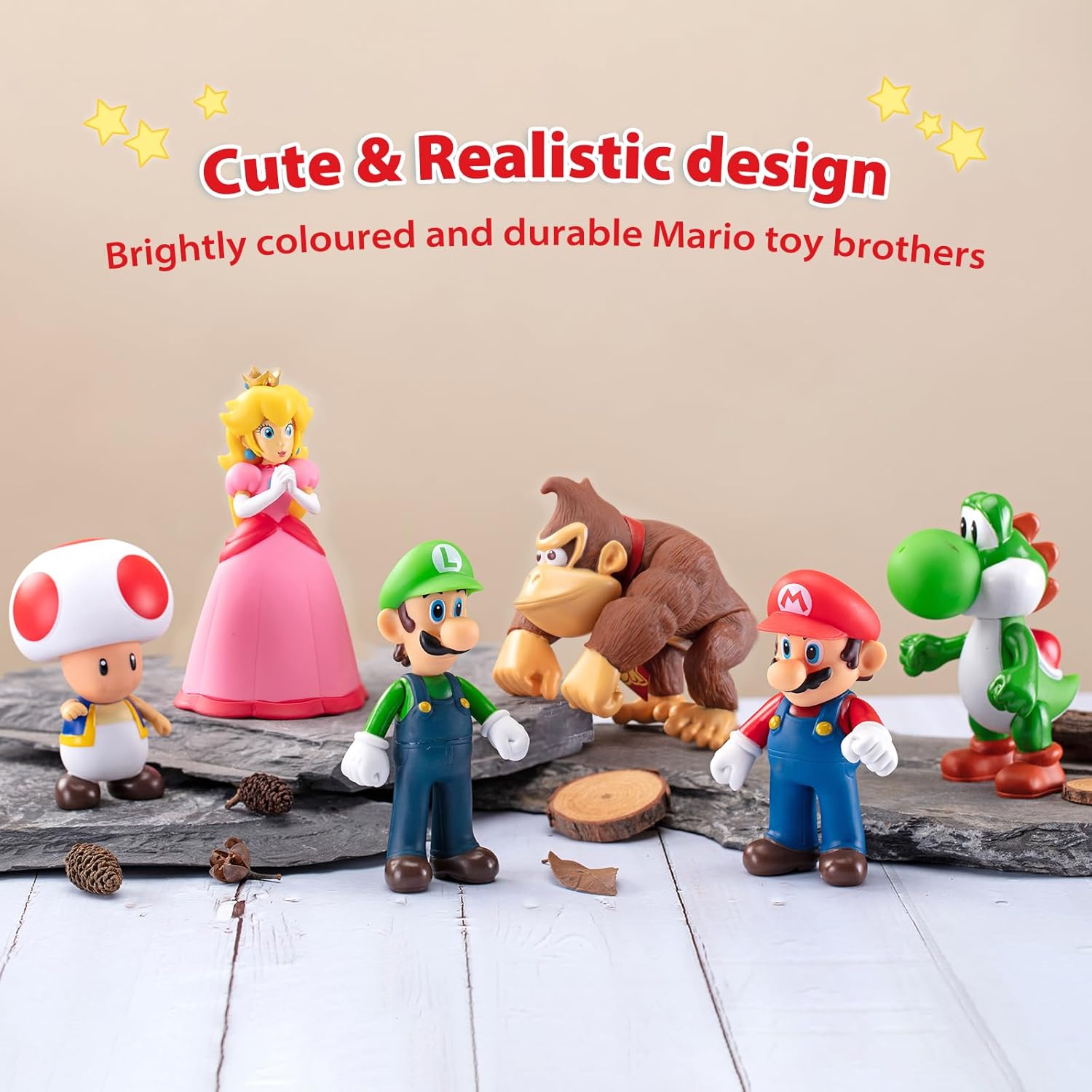 Mario Figures 6 Pack Mario Bros Toys Set Eco-Friendly PVC Mario Action Figures Gift for Kids Ages 3+, Movie Fans, Collector (4-6 Inch) - Image 4