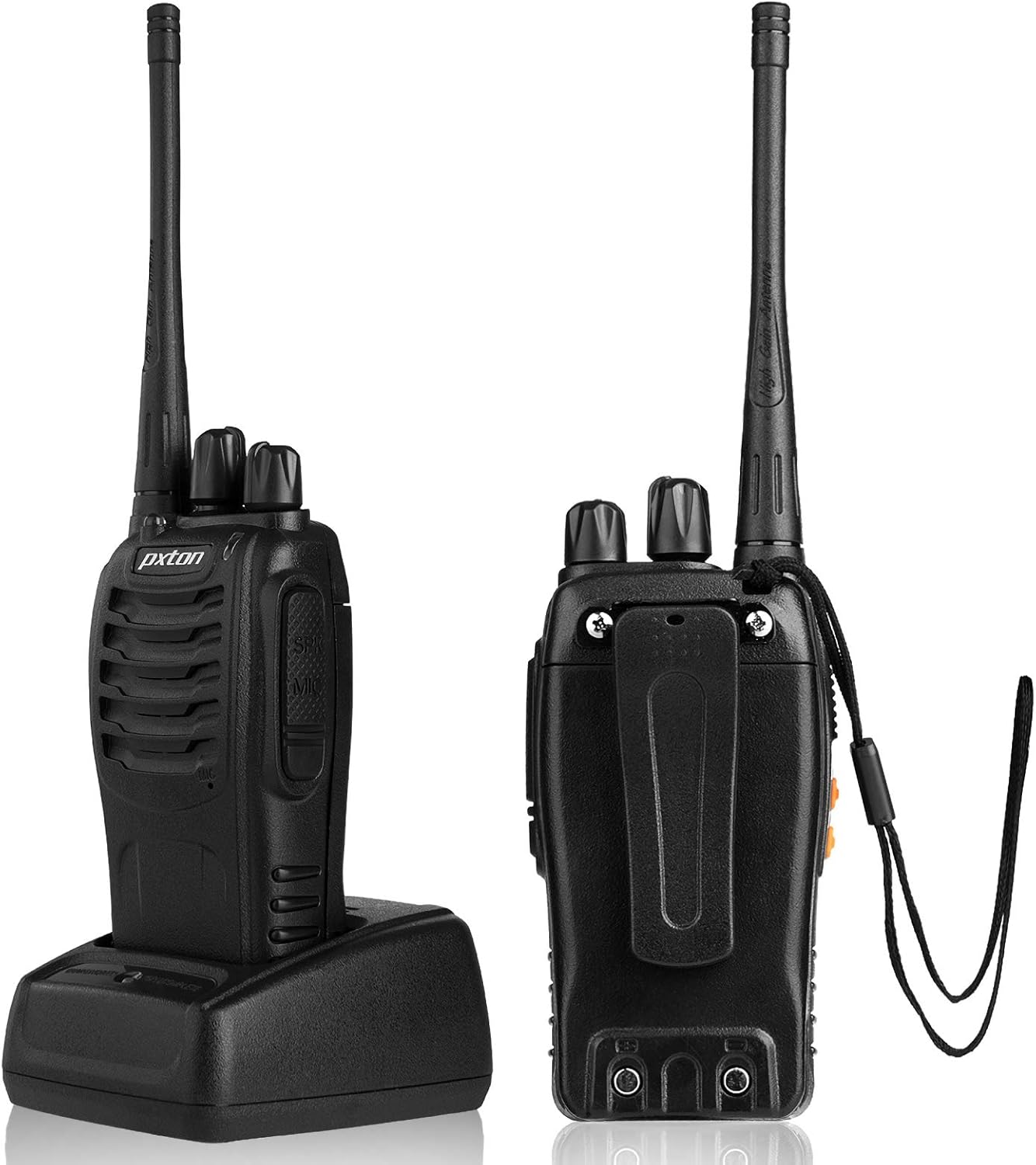 pxton Walkie Talkies Rechargeable Long Range Two-Way Radios with Earpieces,2-Way Radios UHF Handheld Transceiver Walky Talky with Flashlight Li-ion Battery and Charger(2 Pack) - Image 4