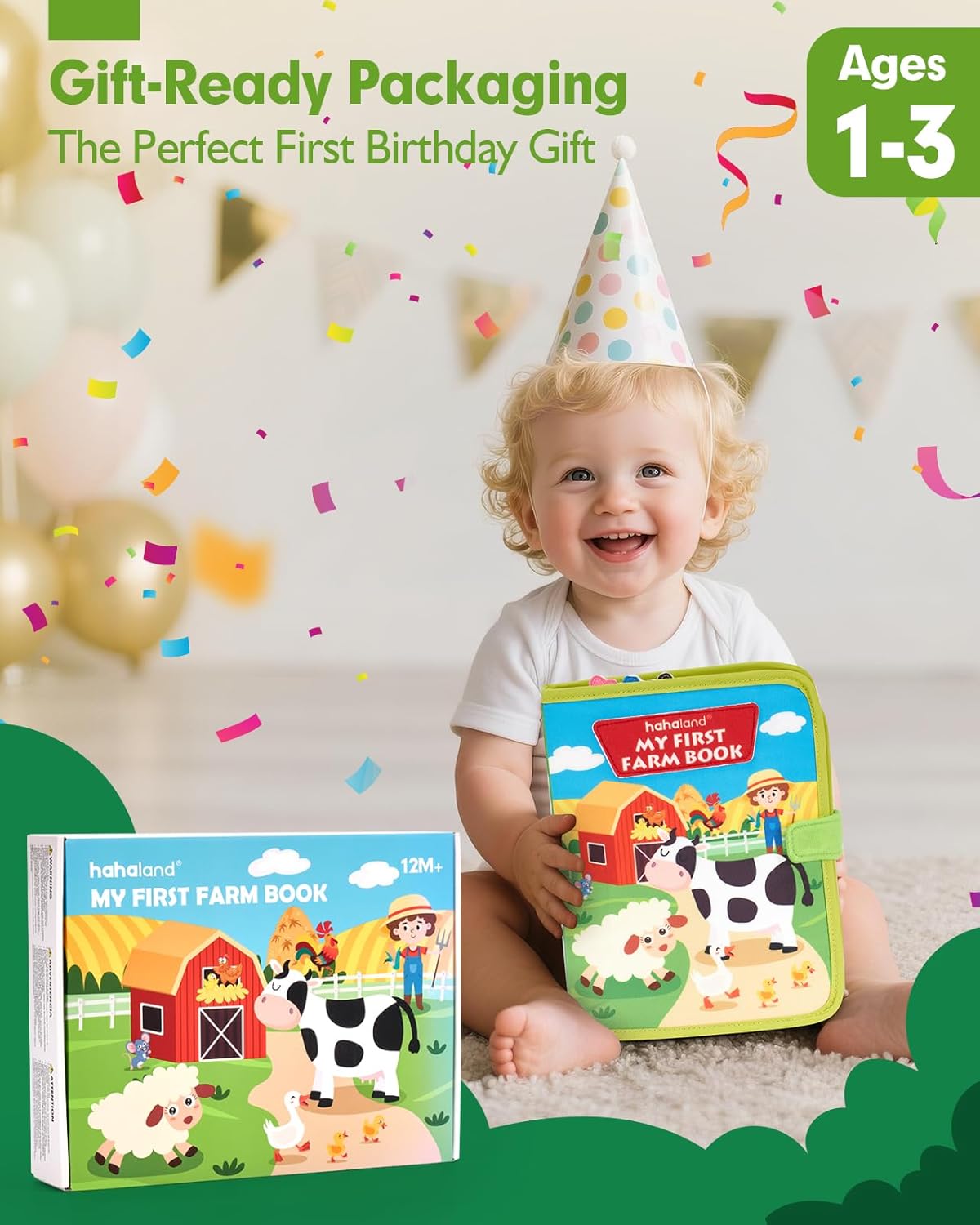 hahaland Busy Book for Toddlers 1-3 - Montessori Toys Busy Board for 1 Year Old Boy Gifts Girl Toys Educational Learning Quiet Activity Books Gifts Toddler Travel Toys for One Year Old Birthday Gift - Image 9