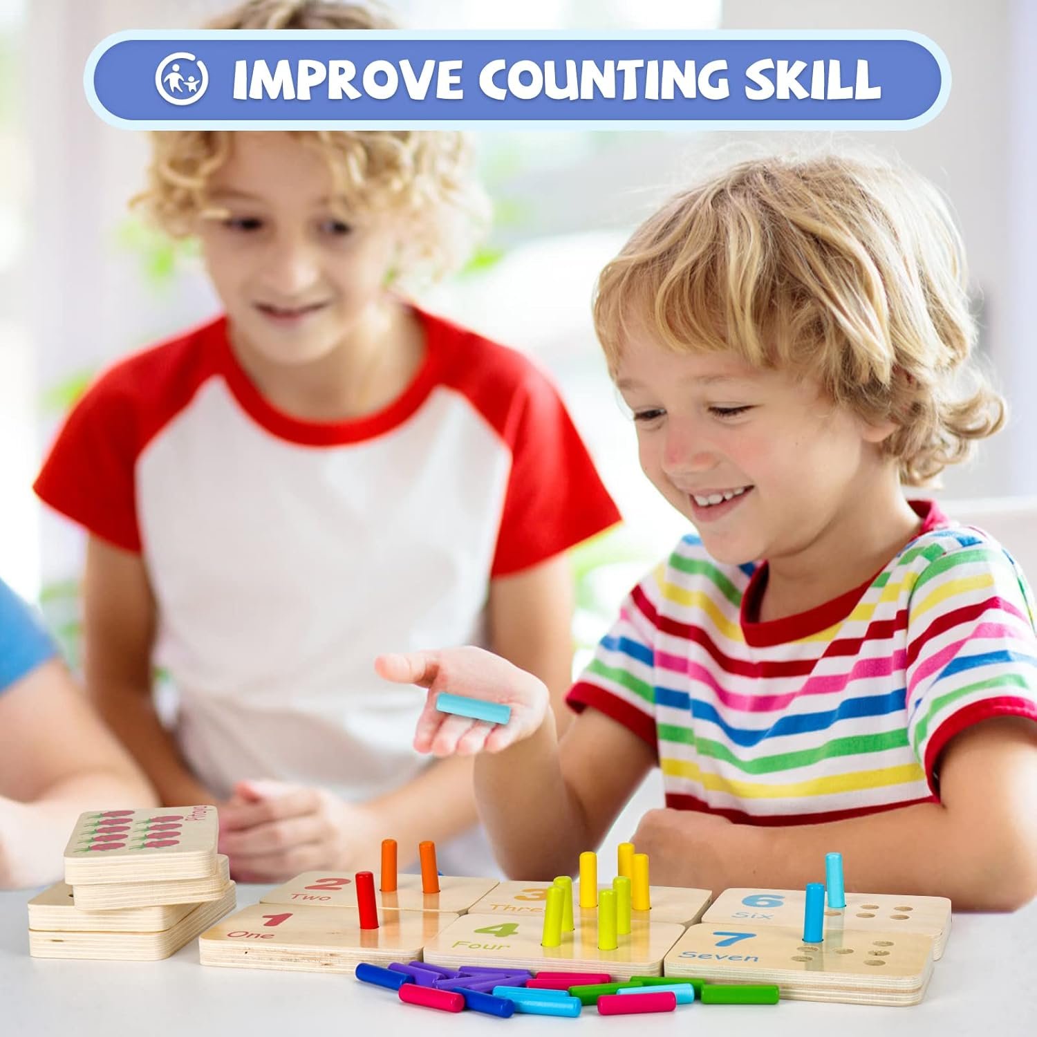 Wooden Montessori Number Blocks for Toddlers, Counting Peg Board for Kids Age 3 4 5,Preschool Learning Toys,Ideal for Kids 3 4 5 Years Old - Image 4