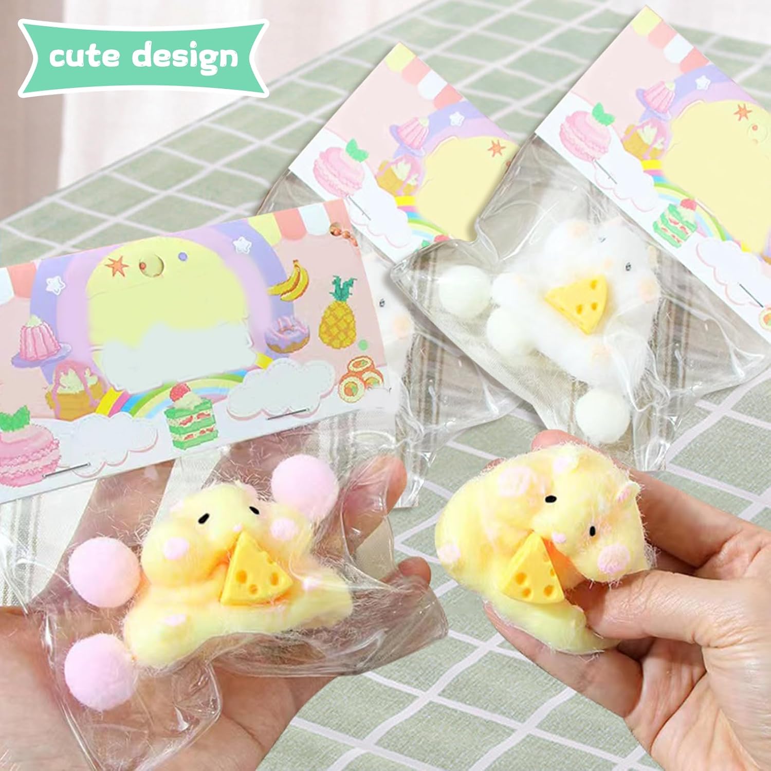 2pcs Squishy Hamster Squeeze Toys,3inch Big Cute Soft Hamster Squishy Toys,Stress Relief Squishies for Kids Party Favors, Pinch Family, Fidget Toys Suitable Adults Kids Big - Image 6