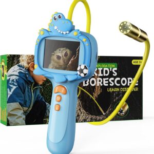 Borescope Camera Toy with Light for Kids – STEM Science Educational Toy for 4 5 6 7 8 9 10 Years Old Boys Girls Birthday Gift, Snake Scope Camera for Outdoor Camping Nature Exploration