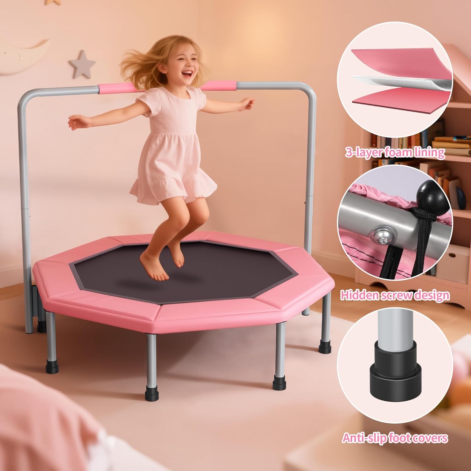 36 Inch Kids Trampoline for Toddlers Ages 1-3,Mini Indoor/Outdoor Trampoline with Gap-Free Spring Design - Safe Bounce Jumping Toy - Image 2