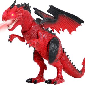 Liberty Imports Walking Dragon Toy – Interactive Robotic Fire Dragon Large 18” Battery Operated Figure with Flapping Wings, Roaring Sounds, and Light Up Eyes for Kids (Walking Dragon)