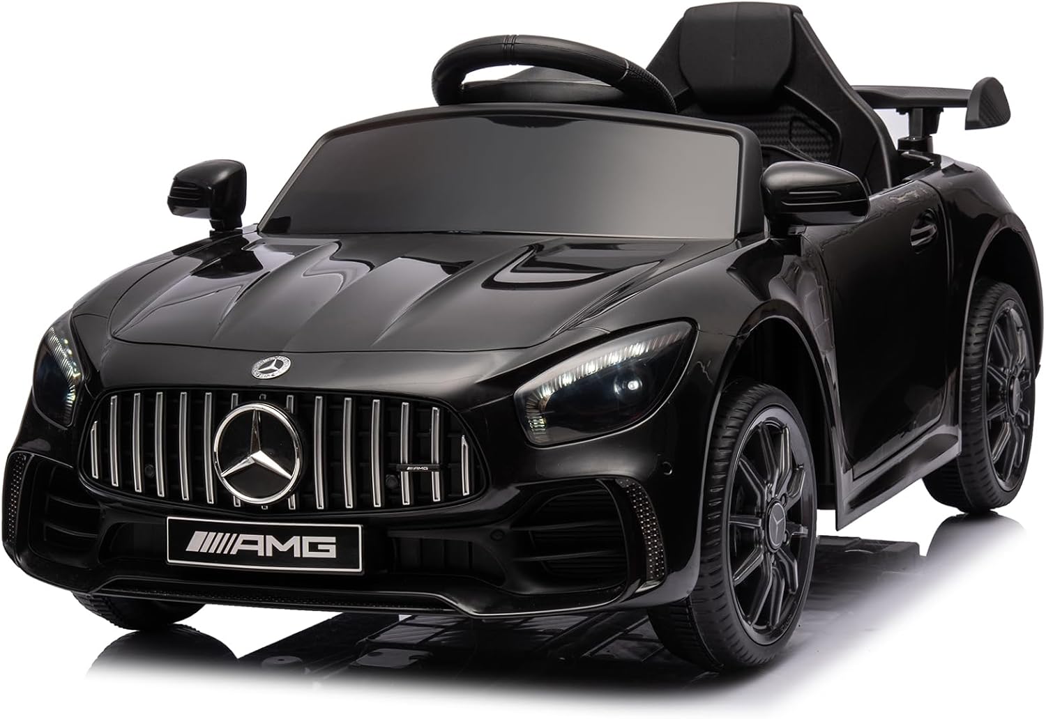 Winado 12V Ride on Car, Licensed Mercedes Benz AMG GTR Battery Powered Electric Vehicle, w/Parent Remote, Wider Seat, LED Lights, Openable Doors, MP3 Player, Smooth Start, 3 Speeds - Black