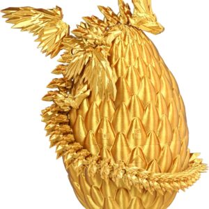 Mydhall 3D Printed Flying Dragon Egg with Articulated Dragon Inside – Toys&Gifts for Kids,Home Decor,Birthday,Easter (Golden,Large)