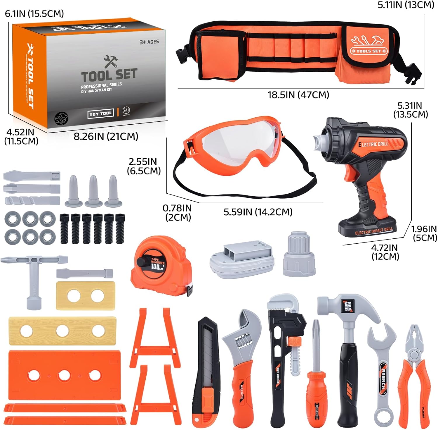 Kids Tool Set Toddlers Tool Kit Kid Toddler Tools Belt 3 4 5 Year Old Construction Tools Toys for Boys Birthday Gifts Age 3 4 5 - Image 8