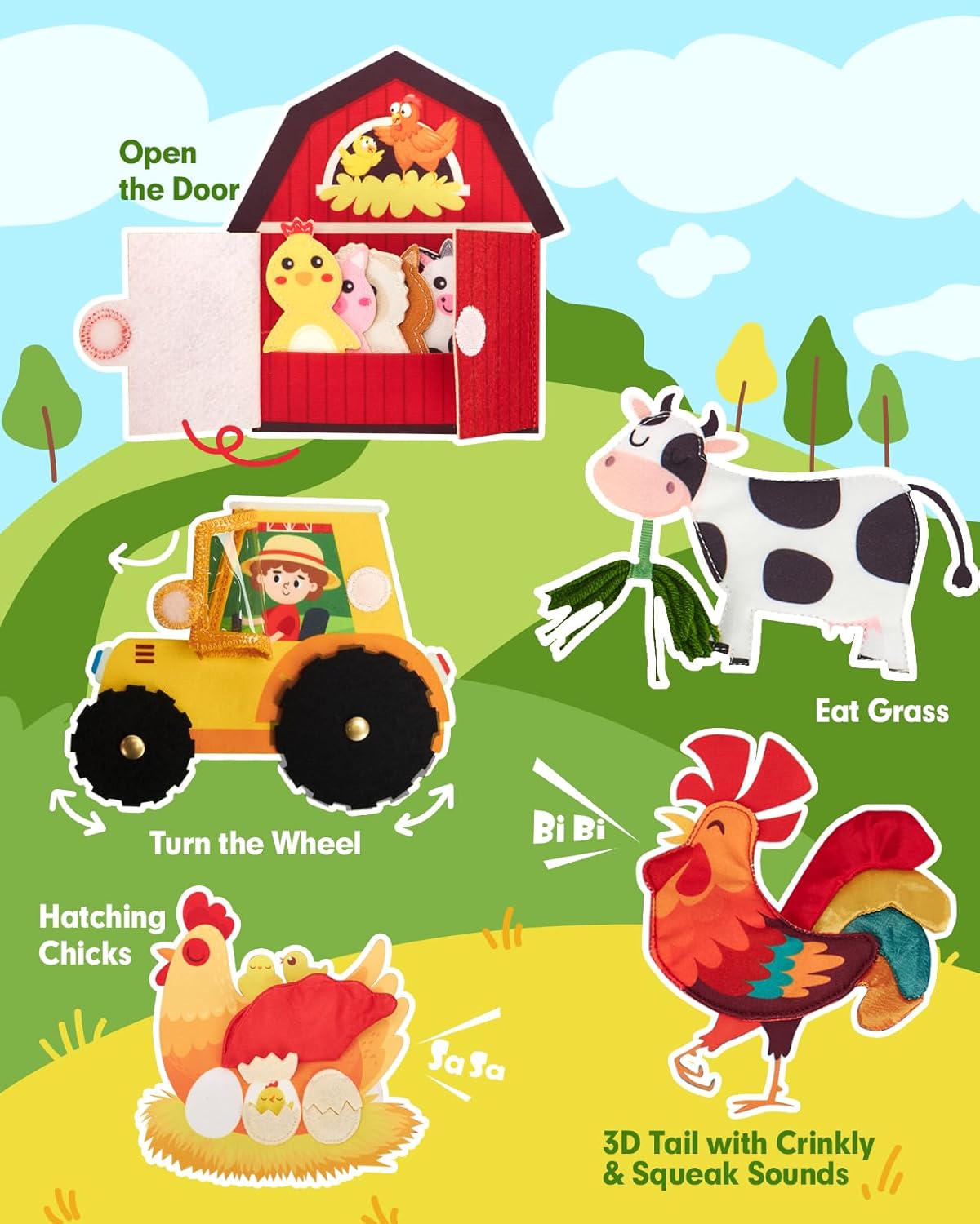 hahaland Busy Book for Toddlers 1-3 - Montessori Toys Busy Board for 1 Year Old Boy Gifts Girl Toys Educational Learning Quiet Activity Books Gifts Toddler Travel Toys for One Year Old Birthday Gift - Image 6