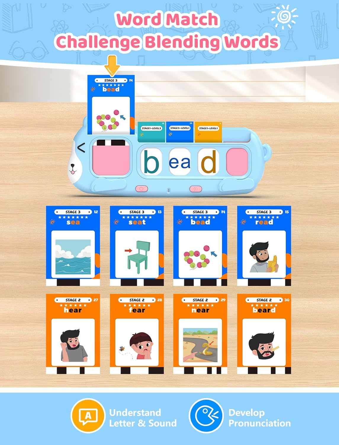 QuTZ Phonics Learning Toy for Preschool Kids – Talking Flash Cards with Sound Machine, Word Blending & Math Games – Educational Reading & Counting Activity Set 4-8 - Image 4