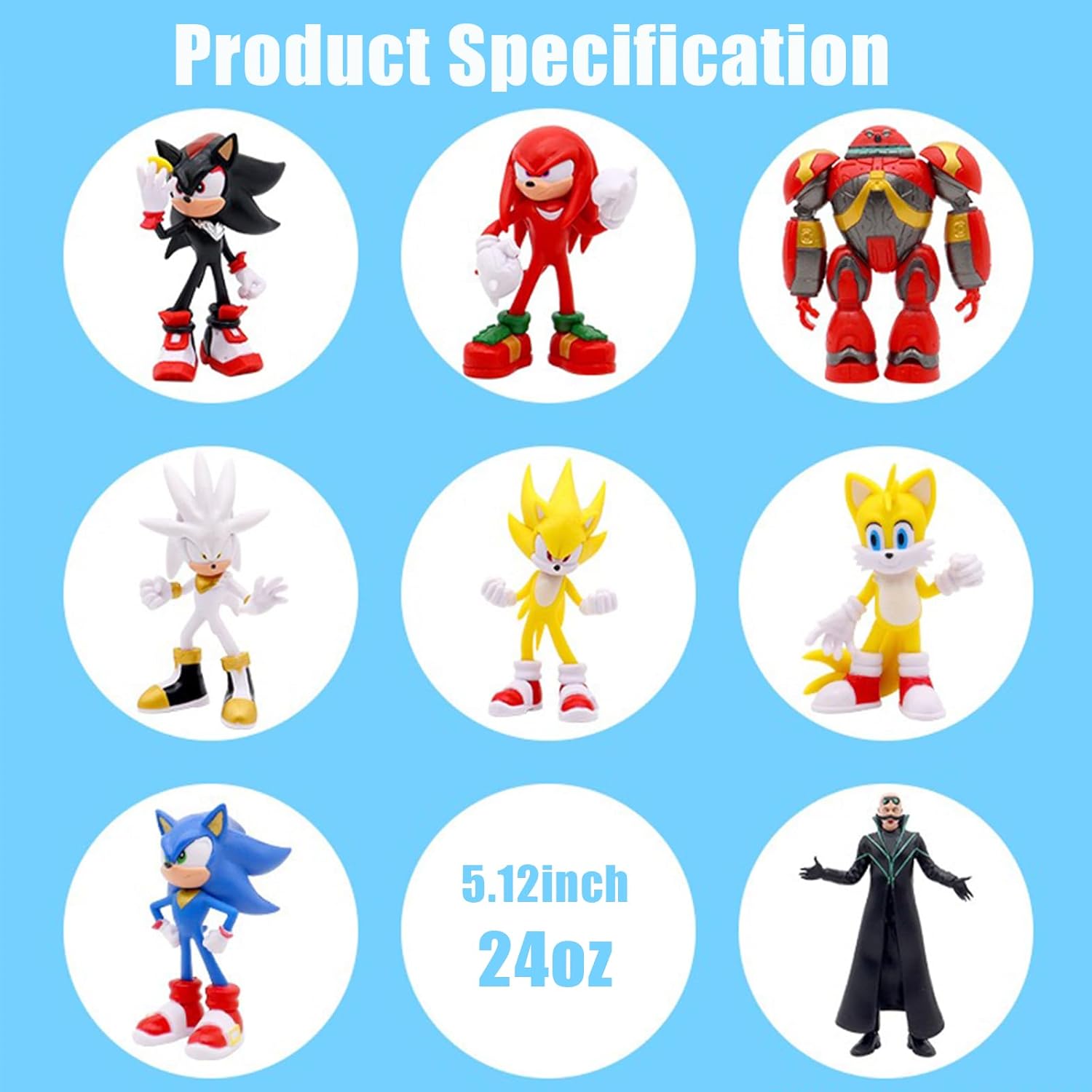 Hedgehog Action Figure, 6.5in Hedgehog Style Statue Handcrafted Collectible for Display (8PCS) - Image 3