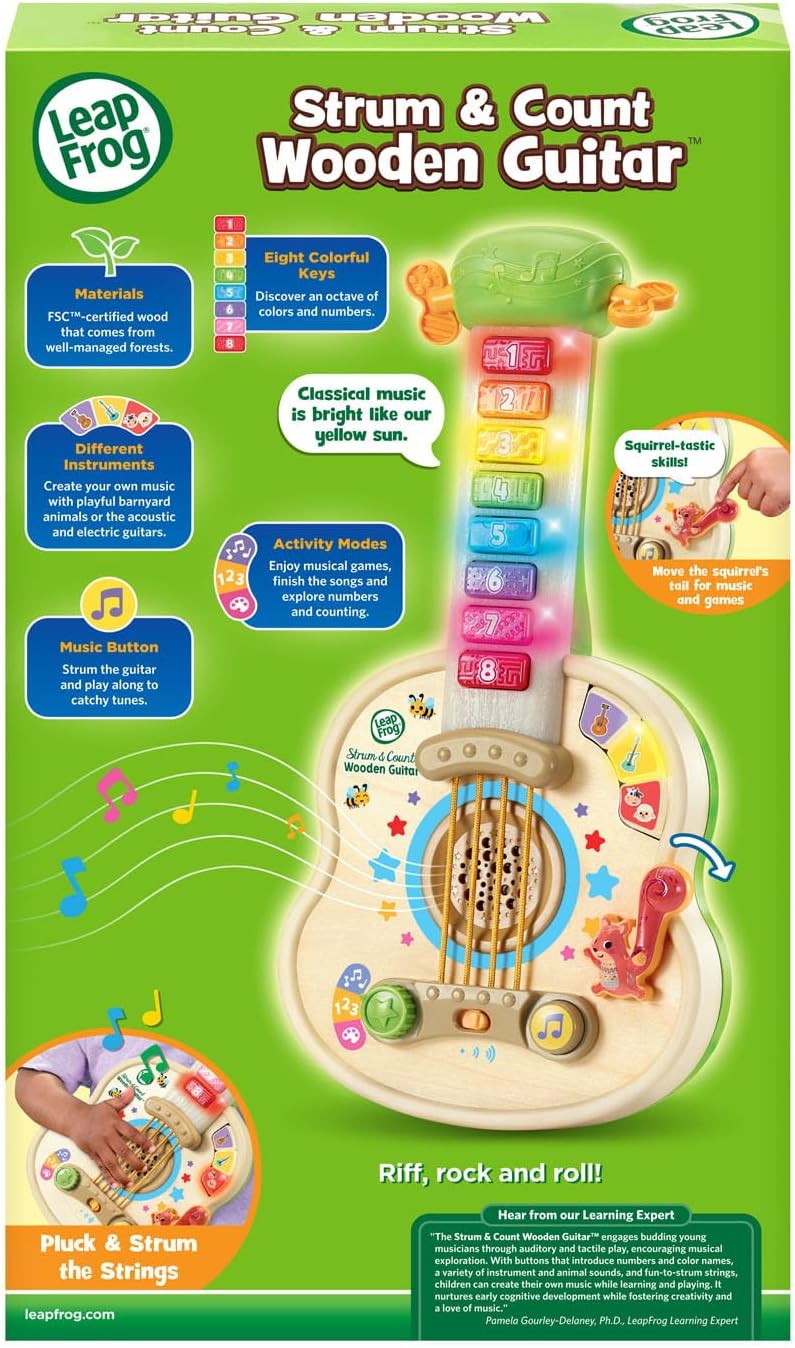 LeapFrog Strum and Count Wooden Guitar, Musical Toddler Toy - Image 8