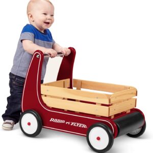 Radio Flyer Classic Walker Wagon, Red, for Kids 1-4 Years Old, Resistance Clickers to Control Speed, Baby Push Walker with Furniture Bumper, for Indoor Play