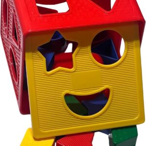 Shape Sorter Toddler Learning Toys – 19 Pcs Classic Kids Toys Blocks for Toddlers 1-3, Color Recognition, Sorting and Matching Activity Cube for Baby Games