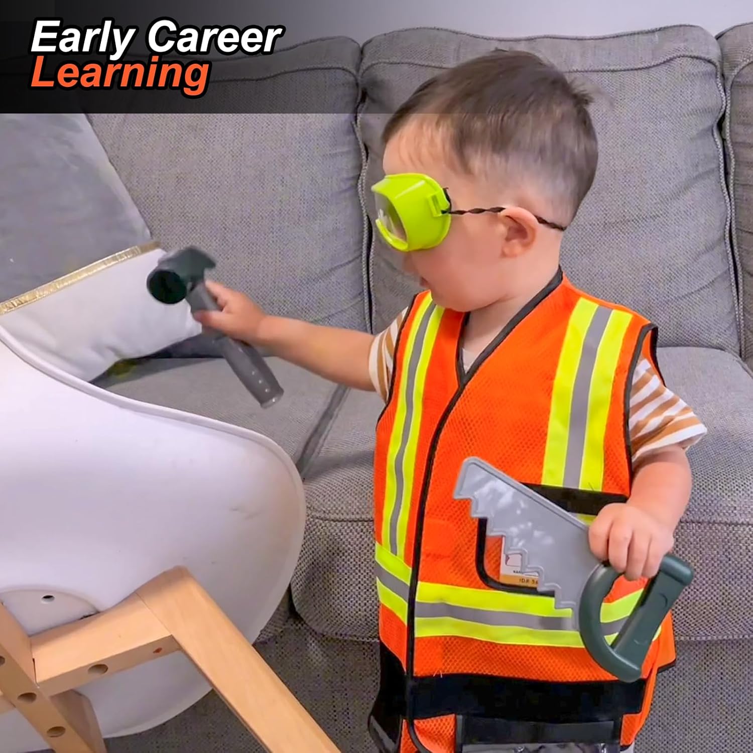Liberry Kids Tool Set for Boys Girls 3-5 Years, Construction Worker Costume with Hat, Toddler Dress Up Toys for Birthday Gift - Image 6