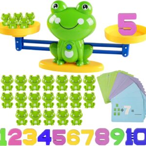 Frog Balance Math Toy for Preschool – Cool Counting Manipulatives and STEM Learning Materials for Kids Ages 5-7, Fun Number Match Activity for Pre-K Classroom and Early Education Centers