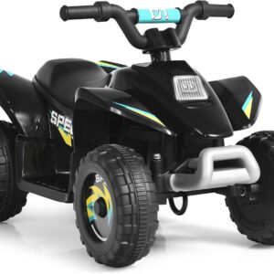 Costzon Kids ATV, 6V Battery Powered Electric Quad, Forward/Reverse Switch, Rear Wheeler Motorized Ride On Mini Vehicle Car for Toddlers Boys Girls, Ride on ATV (Black)