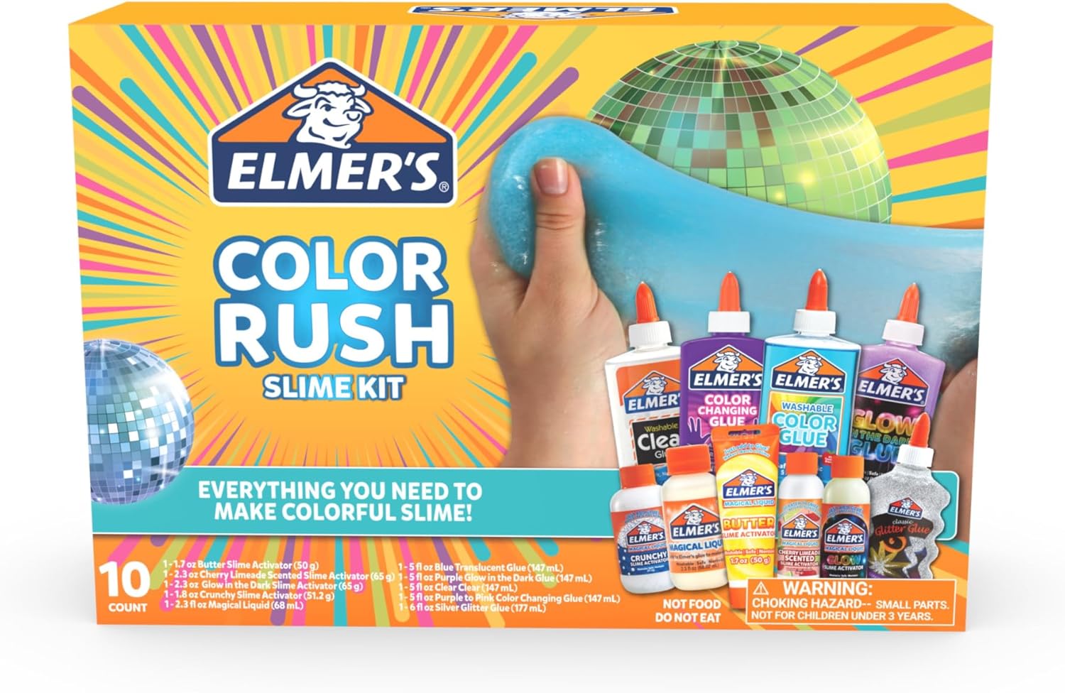 Elmer's Color Rush Slime Kit, Includes Liquid Glue, Activator, Makes Color Changing, Glow in The Dark, Butter Slime and More, 10 Piece Kit - Perfect for Birthday Parties, Gift Idea, Kids Activity - Image 6