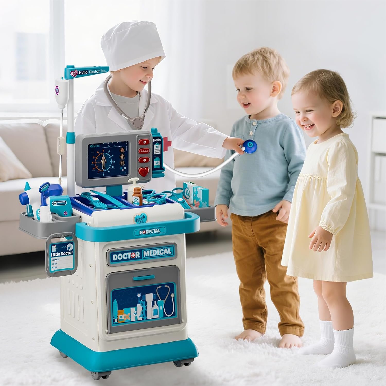 AuroTops Doctor Kit for Toddlers 3-5, 26 Pcs Doctor Play Set for Kids Ages 3-8,Role Play Toy Medical Cart Doctor Toys Educational Toys for Boys & Girls Birthday Gifts - Image 7