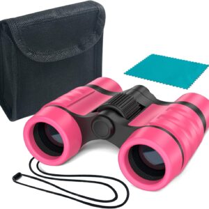ESSENSON Binoculars for Kids Toys Gifts for Age 3-12 Years Old Boys Girls Kids Telescope Outdoor Toys for Sports and Outside Play Hiking, Bird Watching, Travel, Camping, Birthday Presents (Pink)