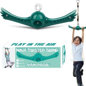 YAMIPROBI Swing Spins Set: 360° Handle Twist-Spin Flips Toy – Slackline Attachments Activate Play Powers – Accessories for Kids’ Playground and Backyard Fun, Green