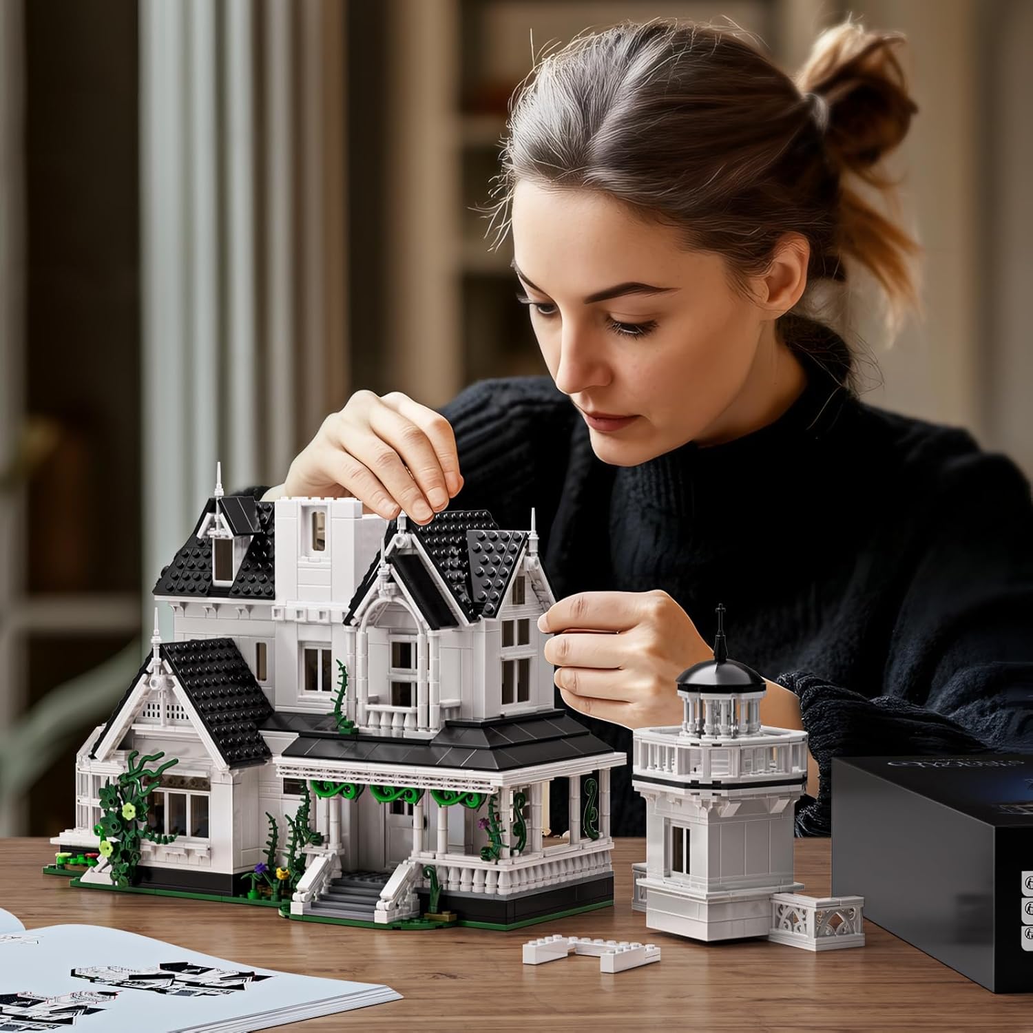 Magic House Building Set with LED Light, Owens House Blocks Toy, Creator Architecture Model Building Kit, Compatible with Lego Horror House, Home Office Decor Gift for Adults (1877PCS) - Image 7