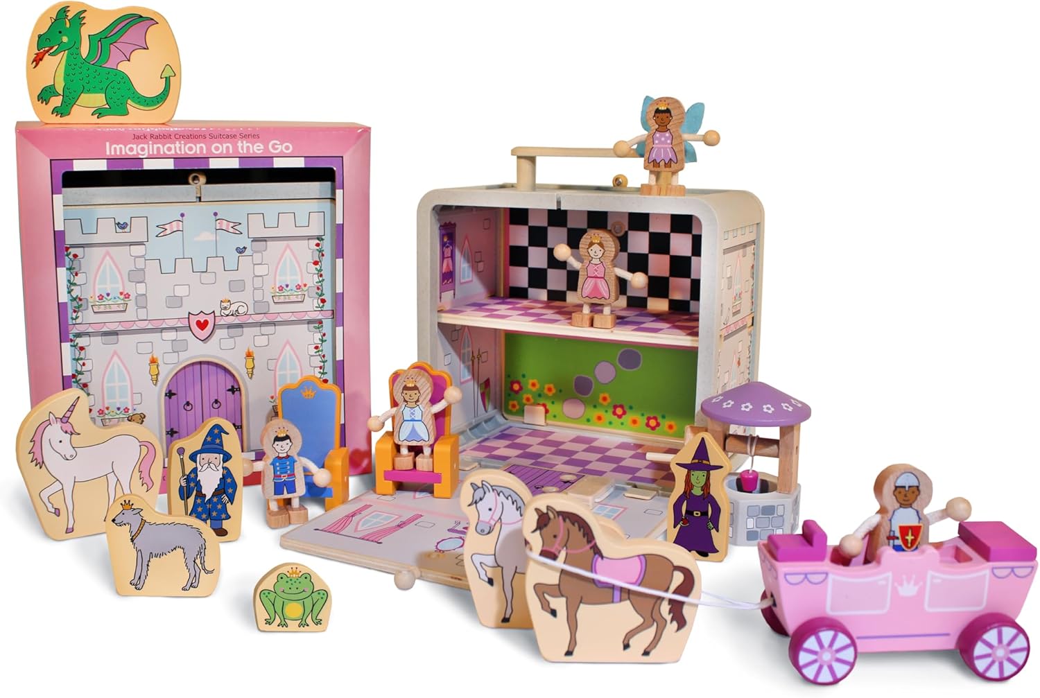Jack Rabbit Creations Princess Suitcase Playset - 18 Pc Wooden Fantasy Set - Ages 18-36 Months - Image 3