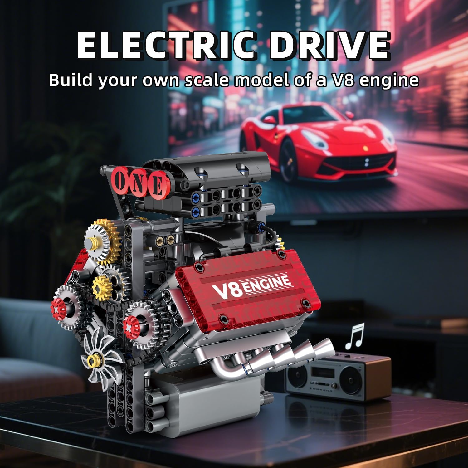 WINGIFT V8 Engine Building Set,V8 Engine Model kit that Run,Build Your Own STEM Mini V8 Model Engine Kit with Battery and Motor,8-Cylinder Car Engine Building Engineering Toys for Kids Adults(478PCS) - Image 2