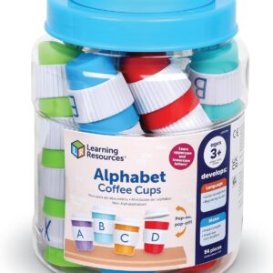 Learning Resources Alphabet Coffee Cups – ABC Toys, Phonics Practice, Reading Readiness, Language Development, Letter Toy for Toddlers, Matching Game, Preschool Activities, Gifts for Kids