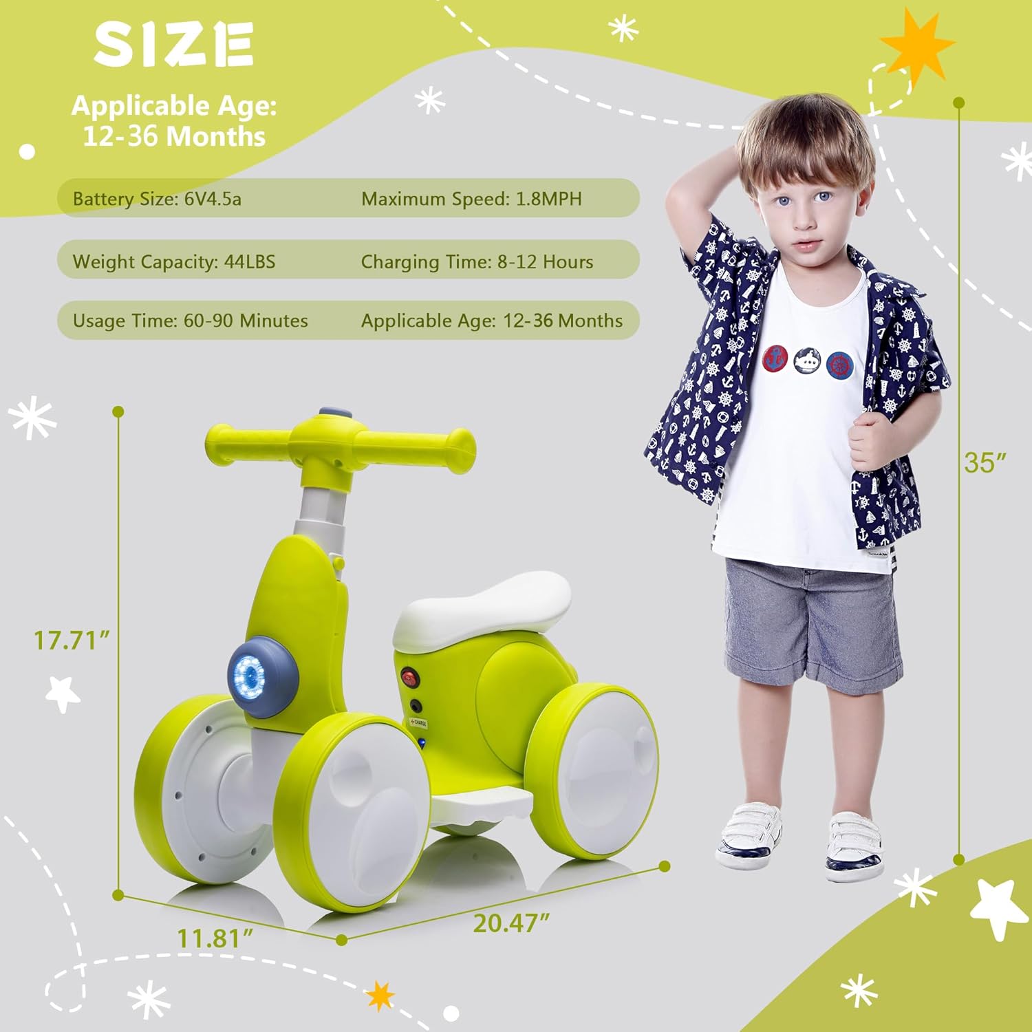 JoyRydz 6V Electric Baby Balance Bike with Bubble Machine,4 in 1 Toddler Balance Bike w/Remote Control for 1 Year Old Boys Girls Kids Bubble Bike Ride on Toys w/Powered Motor,Music,LED Lights (Cyan) - Image 4