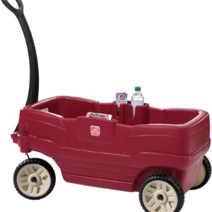 Step2 Neighborhood Wagon, Kids Ride On Toy, Stroller Substitute, Includes Seat Belts, Made of Durable Plastic, Max Weight 75 lbs., For Toddlers 1.5-5 Years Old, Red