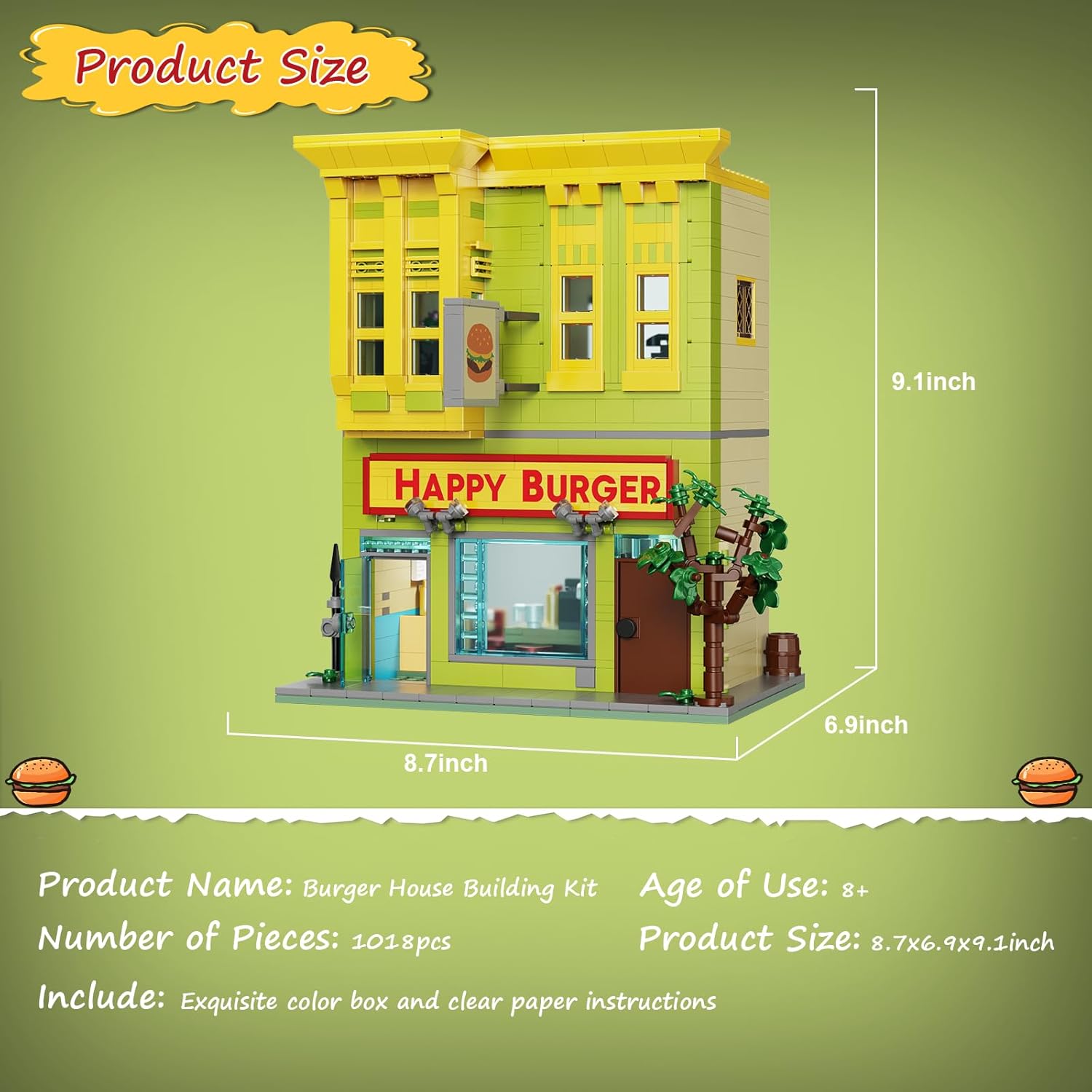 Happy Burgers House Building Set, The Bob's House Kuchi Kopi Building Blocks Toys Set Compatible with Lego, Great Gift and Collectibles Set for Belcher Family Cartoon TV Fans Boys & Girls(1018 PCS) - Image 6