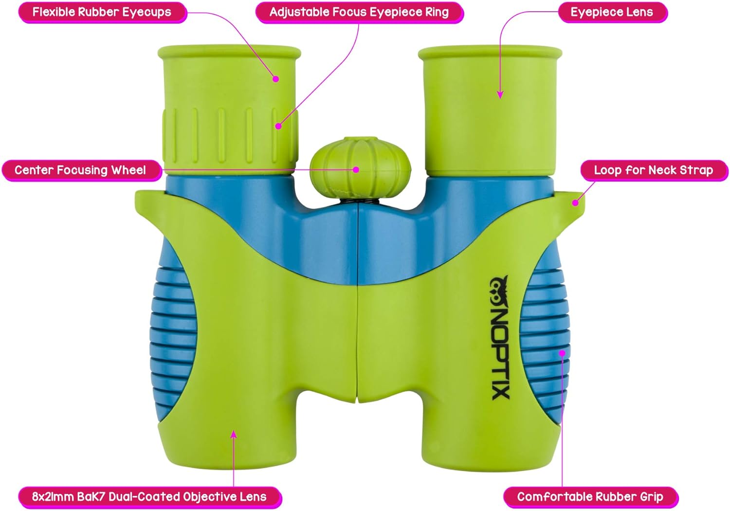 Binoculars for Kids, Girls or Boys Real Kids Binoculars in Vibrant Green Blue - Includes Sticker Book with 40 Bird Species - Small Toys for Toddlers - Image 6