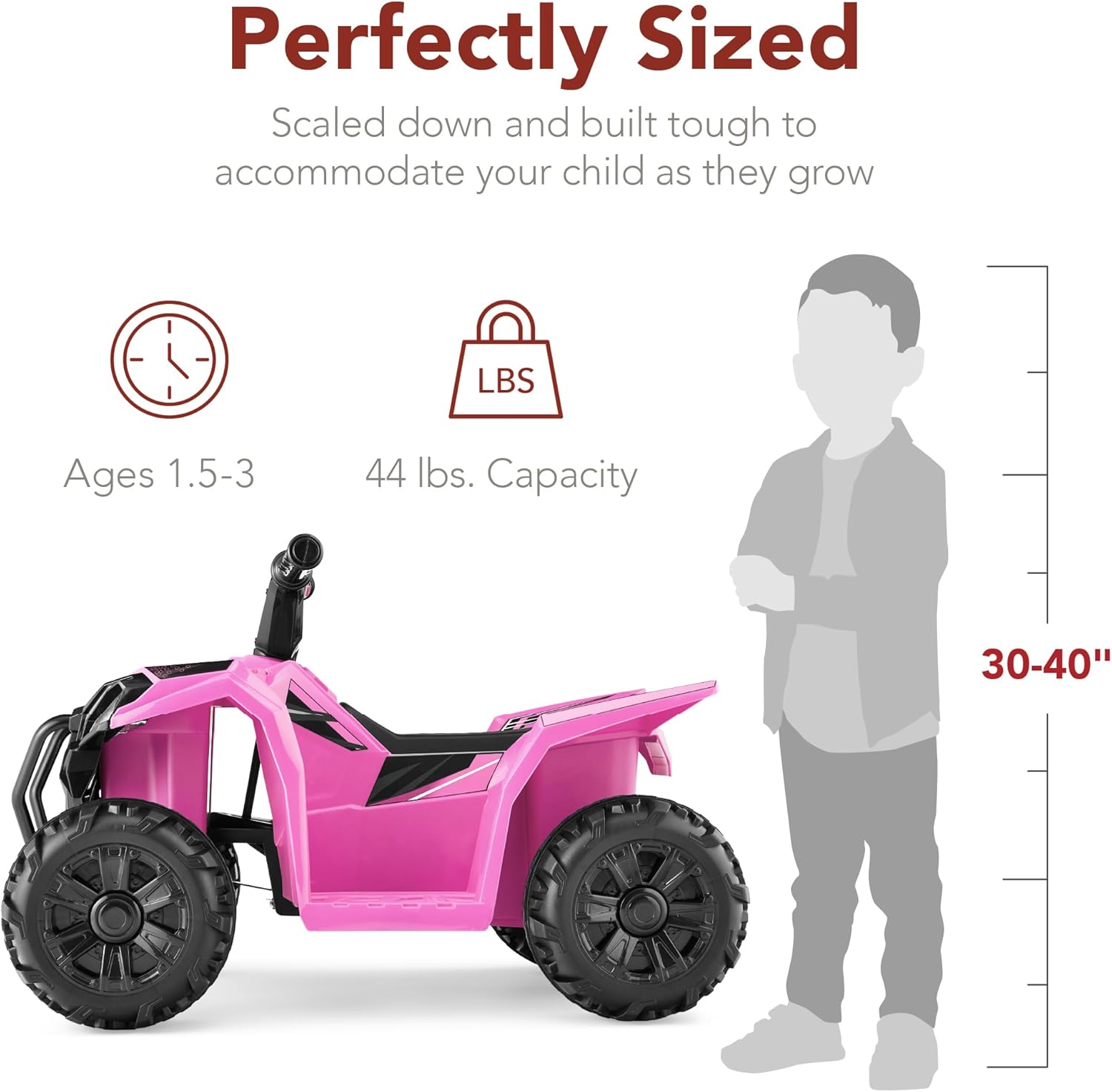 Best Choice Products 6V Kids Ride On Toy, 4-Wheeler Quad ATV Play Car w/ 1.8MPH Max Speed, Treaded Tires, Rubber Handles, Push-Button Accelerator - Pink - Image 2