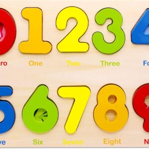 Aile Wooden Preschool Learning Number Puzzles Toys for Kids Age 2-4， Educational Toys.