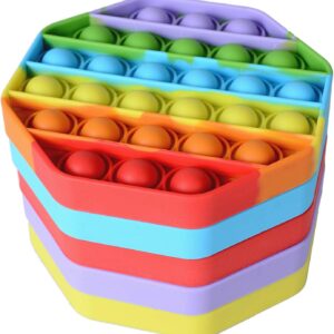 5 Pack Silicone Bubble Sensory Pop Fidget Toy, Office Toys, Anxiety Relief Squeeze Sensory, Autism, ADHD and Special Needs Stress Reliever, 5 Colors Including Rainbow by Treycer