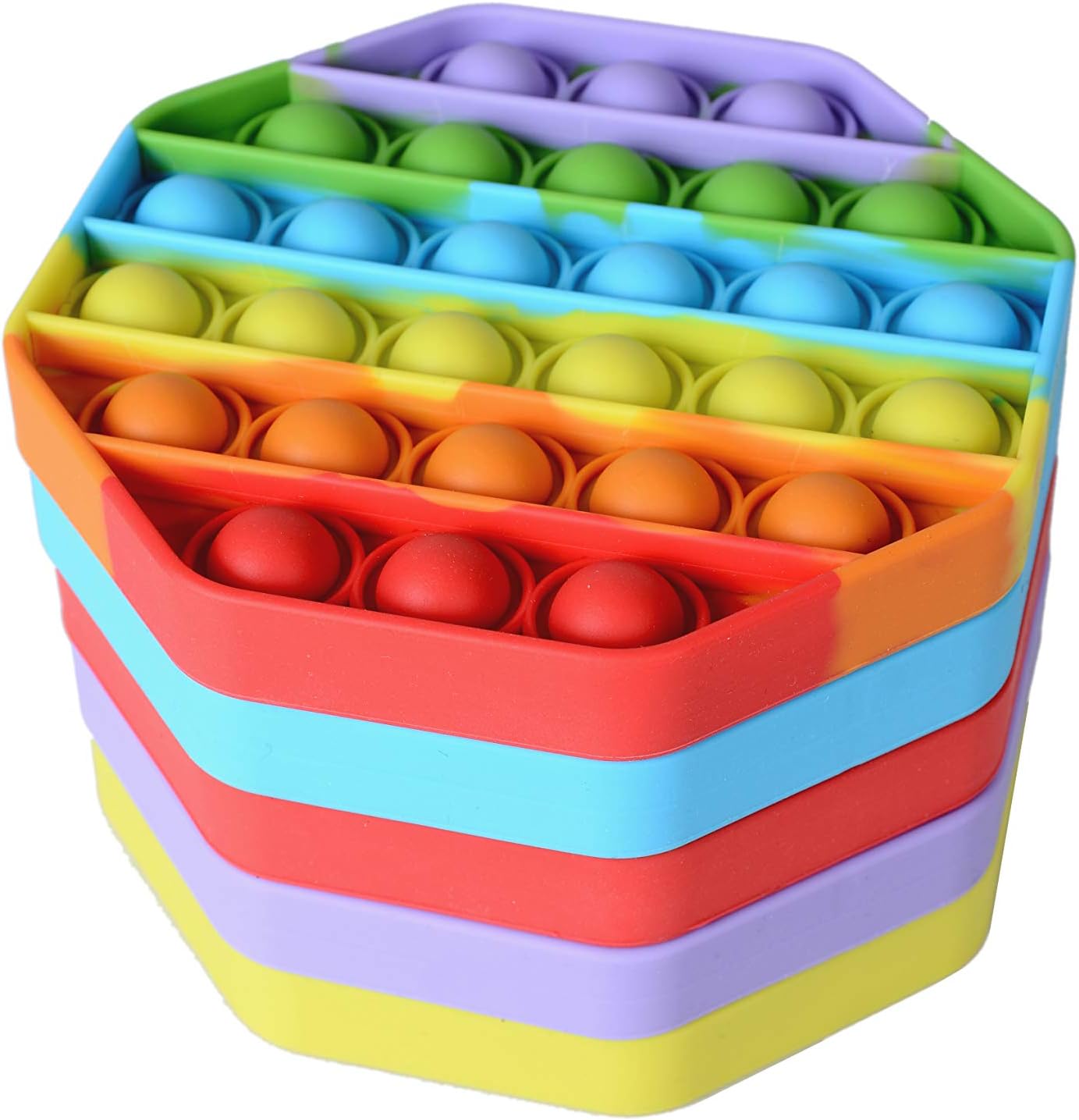 5 Pack Silicone Bubble Sensory Pop Fidget Toy, Office Toys, Anxiety Relief Squeeze Sensory, Autism, ADHD and Special Needs Stress Reliever, 5 Colors Including Rainbow by Treycer