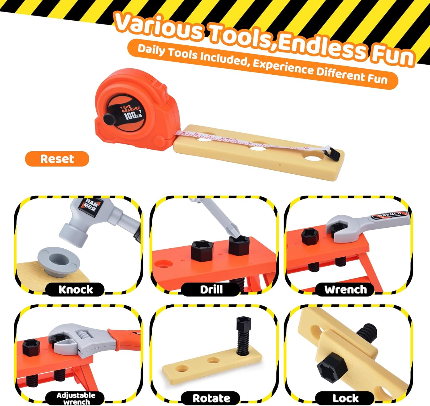 Kids Tool Set Toddlers Tool Kit Kid Toddler Tools Belt 3 4 5 Year Old Construction Tools Toys for Boys Birthday Gifts Age 3 4 5 - Image 5